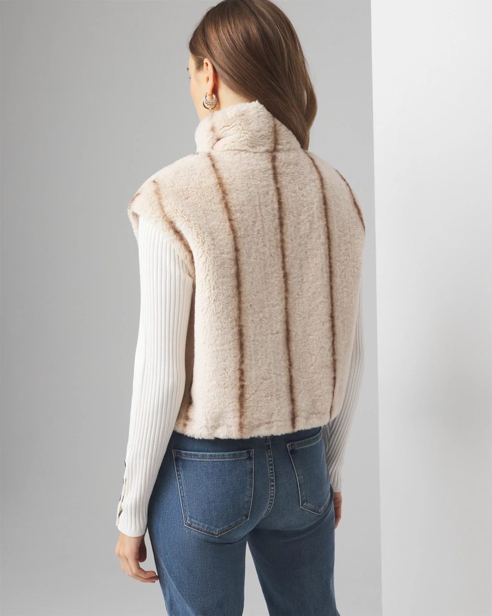White house black market faux fur vest hot sale